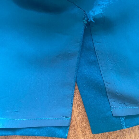 Vintage Teal Skirt with Leather-look accents - Size 8 - Office, Career, Work - Picture 9 of 13